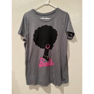 NWOT Barbie silhouette Gray Black and Pink Tee Sz 00 M/L